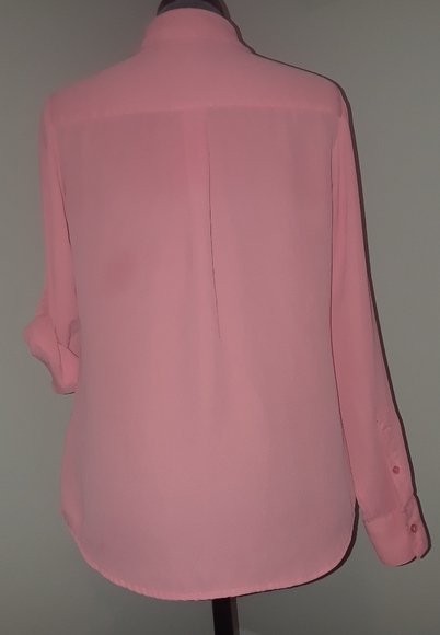 Express Coral sheer button down shirt - Picture 2 of 5